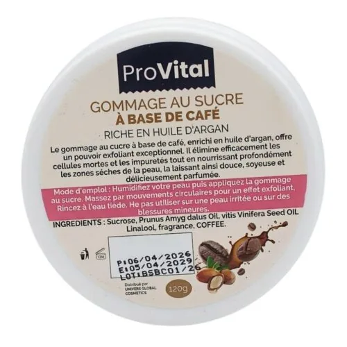 PRO VITAL Gommage au Sucre a Base de Cafe 120g