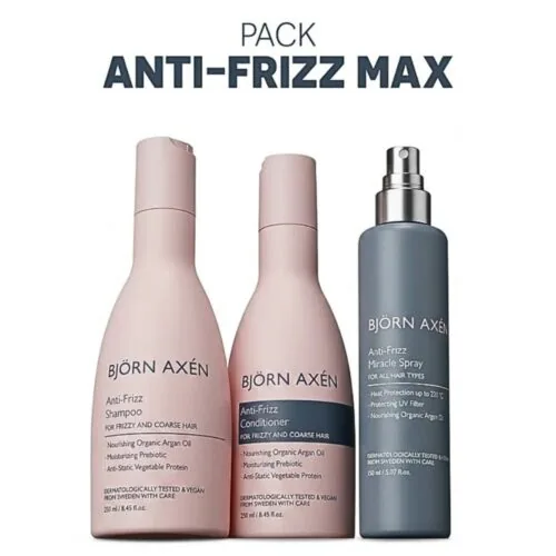 BJORN AXEN Anti-Frizz Max Shampoing+Conditioner+Miracle Spray Pack