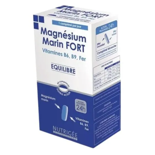 NUTRIGEE Magnesium Marin Fort et Vitamines B6 B9 Fer 30 Comprimes