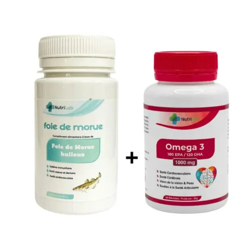 NUTRILAB Omega 3 1000mg 60cps+ Foie de Morue 30cps Duo Pack