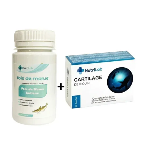 NUTRILAB Foie de Morue 30cps+Cartilage de Requin 60gelules