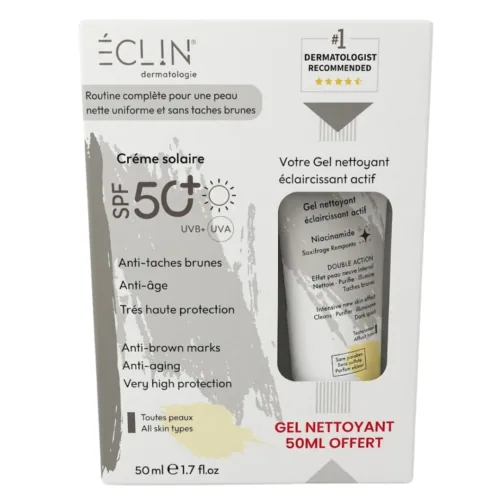 Eclin Ecran Solaire Anti-Tache 50ml+Gel Nettoyant 50ml Pack