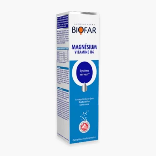 BIOFAR Magnesium Vitamine B6 Systeme Nerveux Effervescents 20 Comprimes