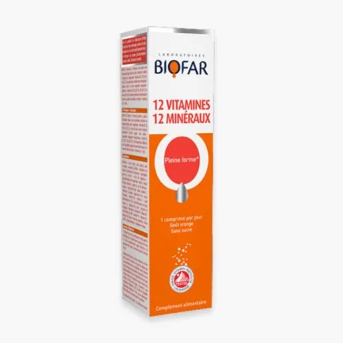 BIOFAR 12 Vitamines 12 Mineraux Pleine Forme Effervescents 20 Comprimes