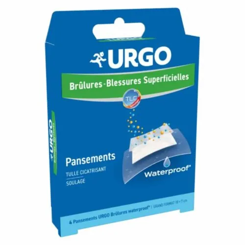 URGO Pansement Brulures et Blessures Superficielles Resistant a L’eau 10x7cm 4u