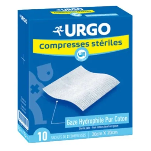 URGO Compresses Steriles de Gaze Hydrophile Pur Coton 30x30cm 10u