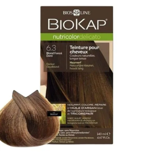 BIOKAP Nutricolor Delicato Coloration Naturelle Cheveux Delicats 140ml 6.3 Blond Fonce Dore