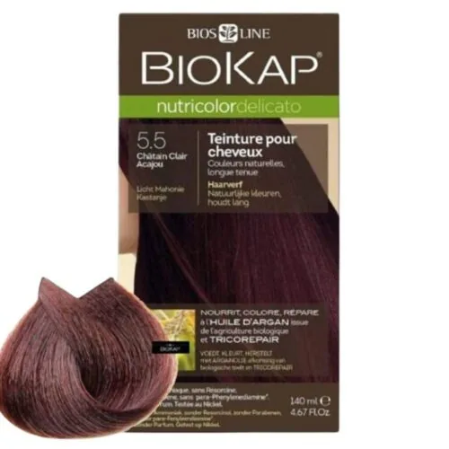 BIOKAP Nutricolor Delicato Coloration Naturelle Cheveux Delicats 140ml 5.5 Chatain Clair Acajou