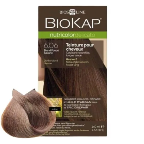 BIOKAP Nutricolor Delicato Coloration Naturelle Cheveux Delicats 140ml 6.06 Blond Fonce Savane
