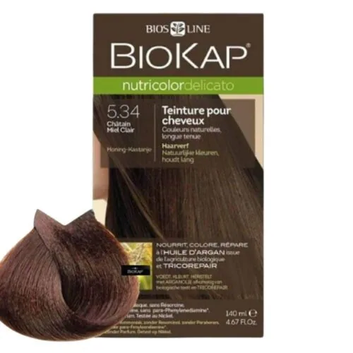 BIOKAP Nutricolor Delicato Coloration Naturelle Cheveux Delicats 140ml 5.34 Chatain Miel Clair