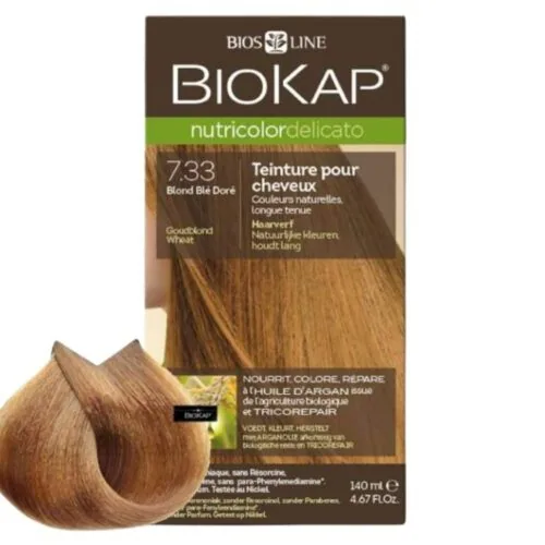 BIOKAP Nutricolor Delicato Coloration Naturelle Cheveux Delicats 140ml 7.33 Blond Ble Dore