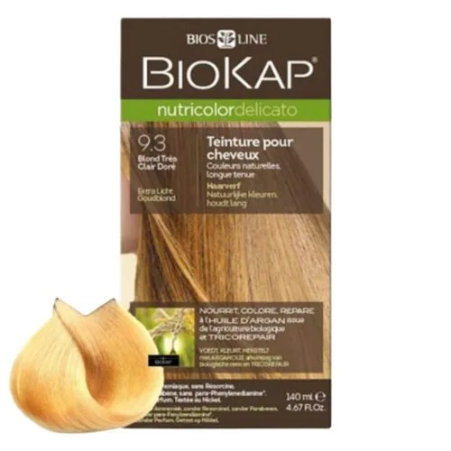 BIOKAP Nutricolor Delicato Coloration Naturelle Cheveux Delicats 140ml 9.3 Blond Tres Clair Dore