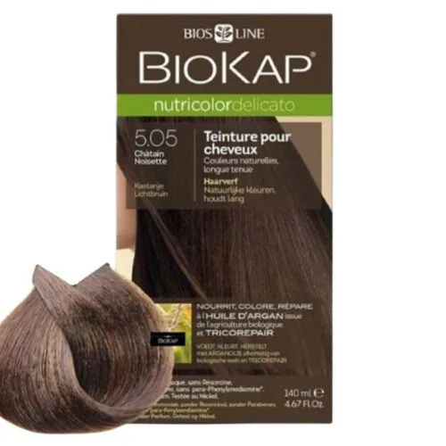 BIOKAP Nutricolor Delicato Coloration Naturelle Cheveux Delicats 140ml 5.05 Chatain Noisette