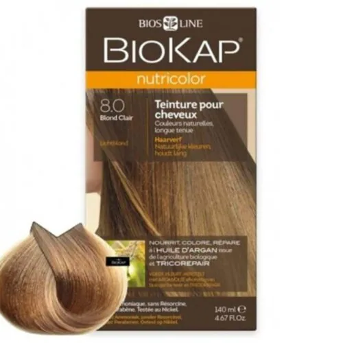 BIOKAP Nutricolor Coloration Naturelle Cheveux 140ml 8.0 Blond Clair