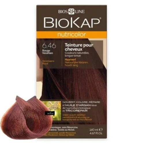 BIOKAP Nutricolor Coloration Naturelle Cheveux 140ml 6.46 Rouge Venetien