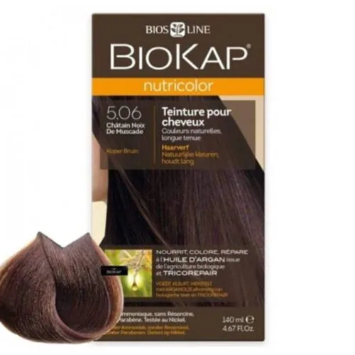 BIOKAP Nutricolor Coloration Naturelle Cheveux 140ml 5.06 Chatain Noix de Muscade