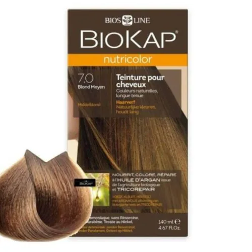 BIOKAP Nutricolor Coloration Naturelle Cheveux 140ml 7.0 Blond Moyen
