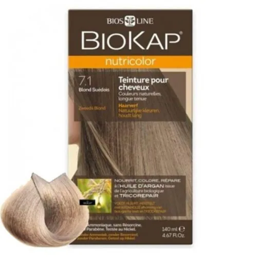 BIOKAP Nutricolor Coloration Naturelle Cheveux 140ml 7.1 Blond Suedois