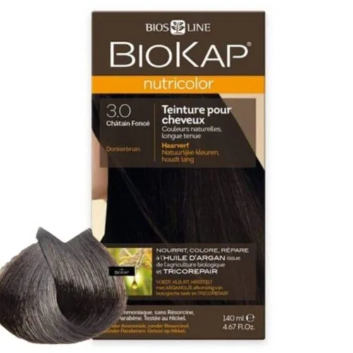 BIOKAP Nutricolor Coloration Naturelle Cheveux 140ml 3.0 Chatain Fonce