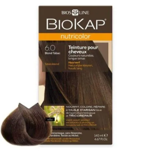 BIOKAP Nutricolor Coloration Naturelle Cheveux 140ml 6.0 Blond Tabac