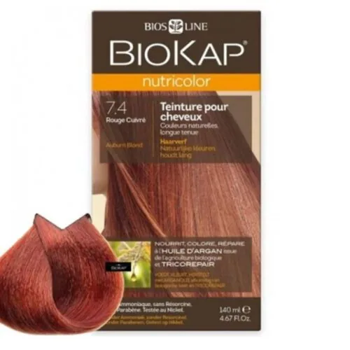BIOKAP Nutricolor Coloration Naturelle Cheveux 140ml 7.4 Rouge Cuivre