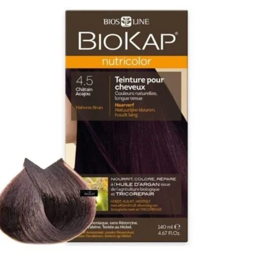 BIOKAP Nutricolor Coloration Naturelle Cheveux 140ml 4.5 Chatain Acajou