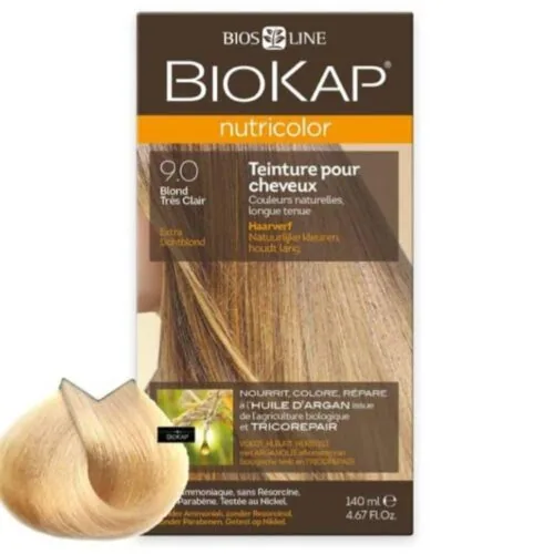 BIOKAP Nutricolor Coloration Naturelle Cheveux 140ml 9.0 Blond Tres Clair