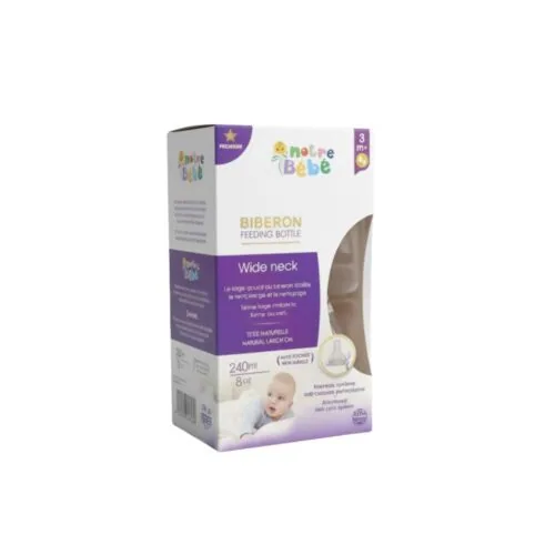 NOTRE BEBE Biberon Wide Neck avec Poignet +3m 240ml