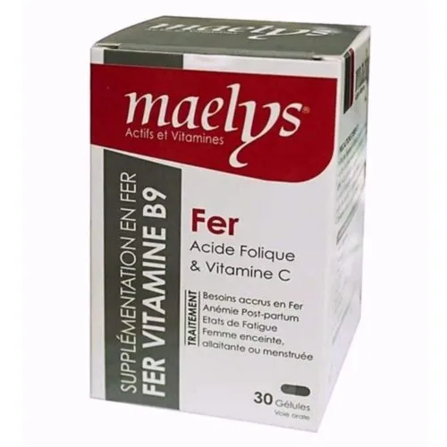 MAELYS Fer Acide Folique et Vitamine C 30 Gelules